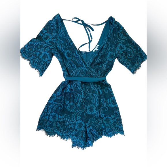 Charlotte Russe Pants - Charlotte Russe Women’s Lace Romper Size Small Dark Green